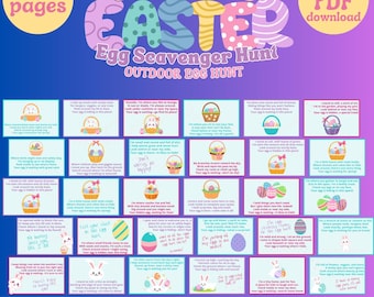 Búsqueda de huevos de Pascua: Adivinanzas al aire libre para niños mayores (Descarga PDF)