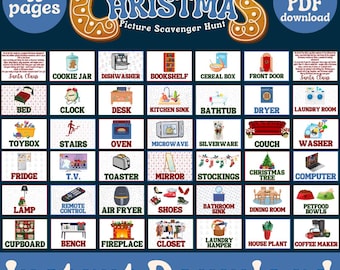 Búsqueda del tesoro navideña con imágenes para niños pequeños (Descarga en PDF)