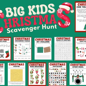 Older Kids Christmas Scavenger Hunt - Treasure Hunt - for Big Kids - Christmas Activity - Christmas Game - for Teens