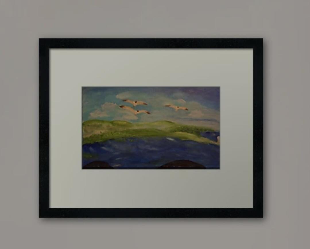 Fly Abstract Fly, Abstract Painting, Acrylic on Canvas, Ocean, Sky, Island, Sea ...