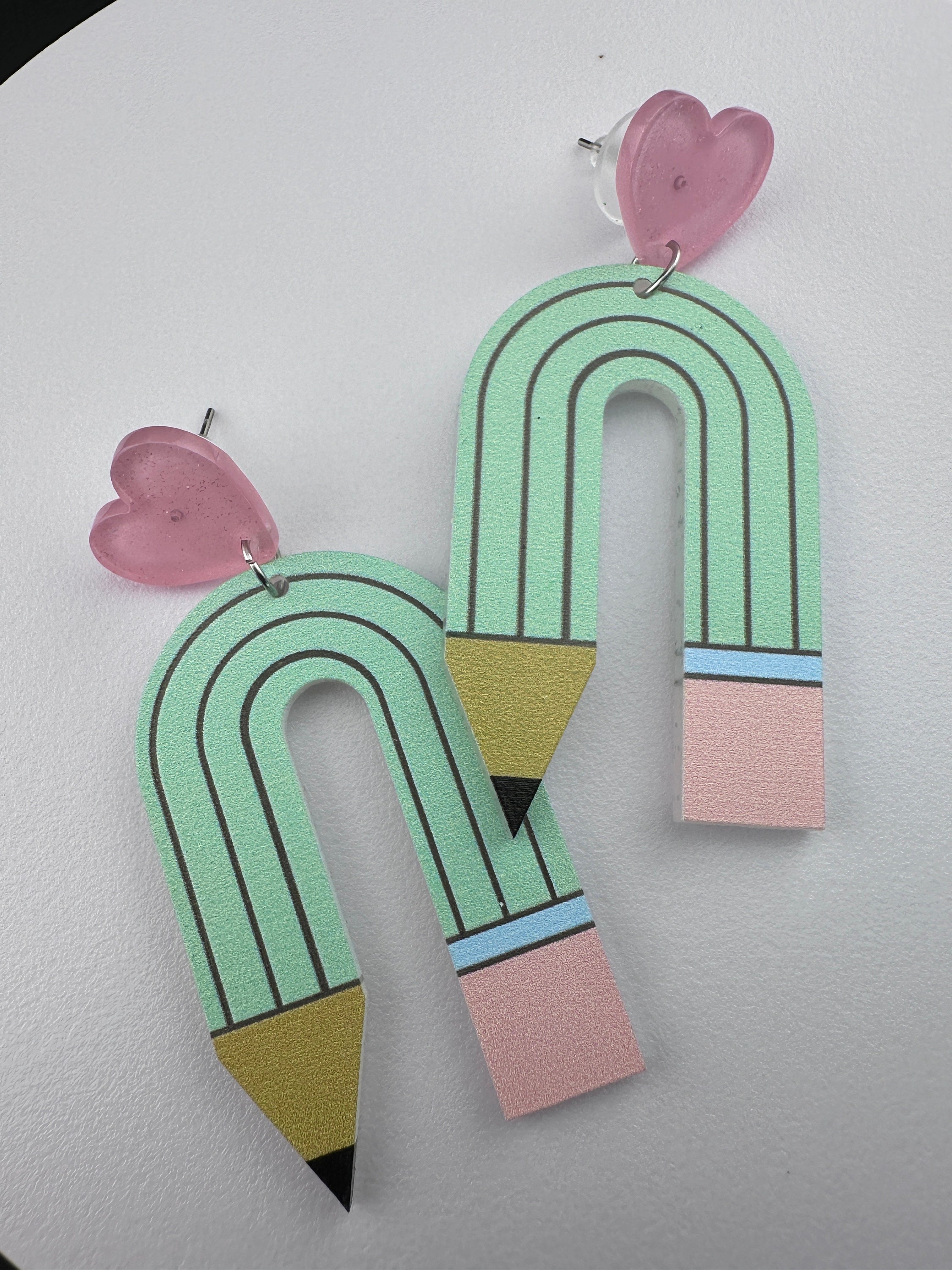 Teacher's Day Earrings Graduation Wooden Dangle Earrings Dainty Cap Clothes Book Shape School Earrings Shinning Giltter Last First Day Of