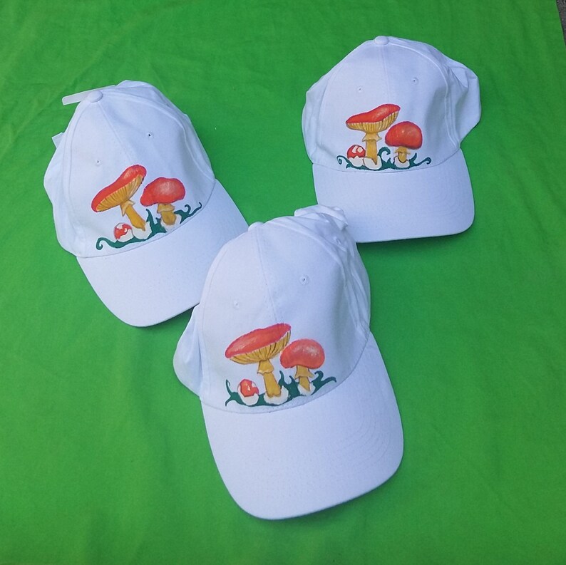 Painted hat Amanita Mushroom hats adults Cool hats Fungi Etsy