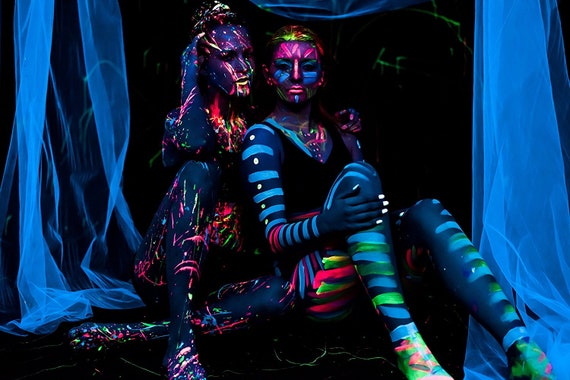 Neon Face Paint Glow In The Dark Body Art Party UV Reactive Green Halloween  New