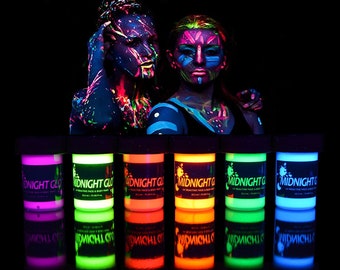 UV Neon Face & Body Paint Glow Kit (6 Bottles 0.75 oz. Each) - Top Rated Blacklight Reactive Fluorescent Paint - Safe, Washable, Non-Toxic