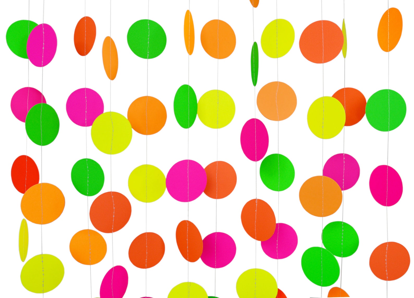 78ft Neon Paper Garland Circle Dots Hanging Decorations for Etsy