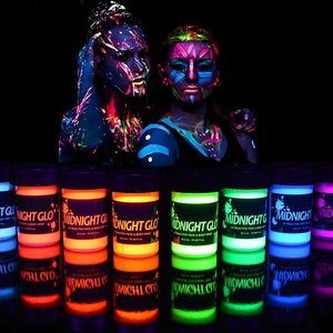 UV Body Paint Neon Glow Kit (Set of 8 Bottles .75 oz. Each) - Blacklight Reactive Fluorescent Paint - Safe On Skin, Washable, Non-Toxic