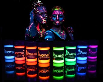 UV Body Paint Neon Glow Kit (Set of 8 Bottles .75 oz. Each) - Blacklight Reactive Fluorescent Paint - Safe On Skin, Washable, Non-Toxic