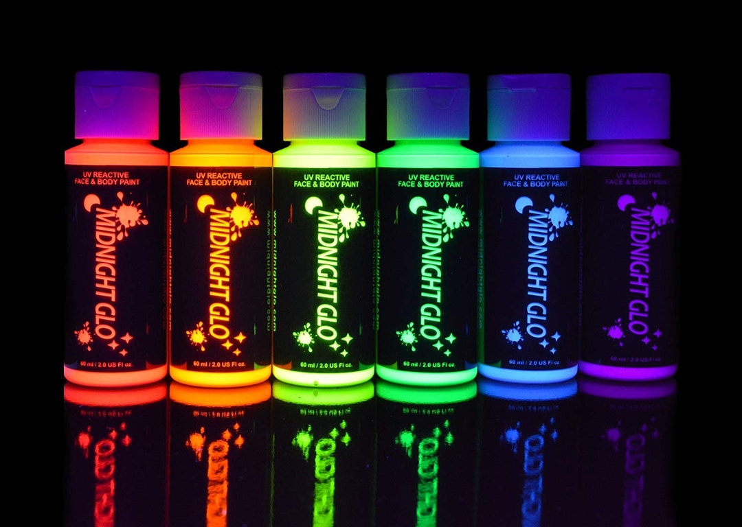 UV Glow Blacklight Face and Body Paint 0.34oz - Set of 8 Tubes - Neon Fluorescent (All Colours)