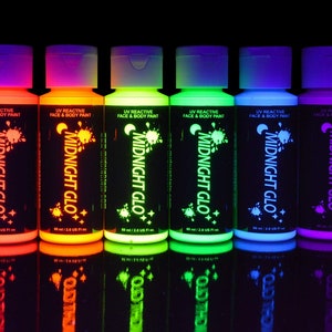 UV Neon Face & Body Paint Glow Kit (6 Bottles 2 oz. Each) - Top Rated Blacklight Reactive Fluorescent Paint - Safe, Washable, Non-Toxic