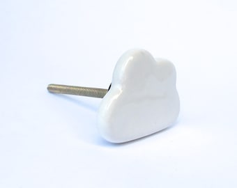 Cloud Knobs - White - Fun Cute Drawer Pull, Cute Cloud Pull Knob, Kids Dresser Pull, Knobs and Pulls, Dresser Knobs, Ceramic Knob,