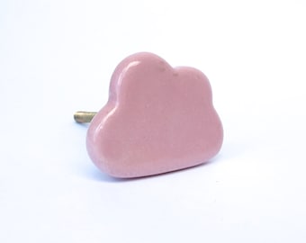 Cloud Knobs - Pink - Fun Cute Drawer Pull, Cute Cloud Pull Knob, Kids Dresser Pull, Knobs and Pulls, Dresser Knobs, Ceramic Knob,