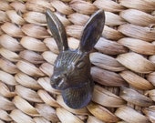Small Bronze Rabbit Knob - Cast Iron - Knobs and Pulls, Cute Drawer Pull, Kids Cabinet Knob, Cabinet Hardware, Metal Elephant knob