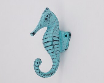 Seahorse Hook - Sea Green  |  Animal Wall Hooks  |  Wall mounted Coat Hooks  |  Decorative Hooks for Wall | Coastal