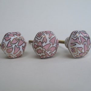 Ginko Knob - Small Pink - Decorative Ceramic Drawer Pull, Ceramic Drawer Knobs, Decorative Knobs and Pulls, Unique Ceramic Knob