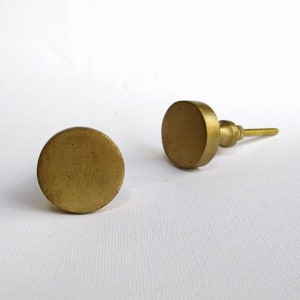 Brass Circle Knob - Drawer Pulls, Drawer Knobs, Gold Brushed Finish, Cabinet Knobs and Pulls, Solid Brass Metal,  Modern