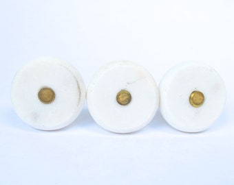 Round White Stone Knob - Unique Cabinet Pulls,  Gold Knob, Elegant Dresser Knob, Drawer Pulls, Knobs and Pulls