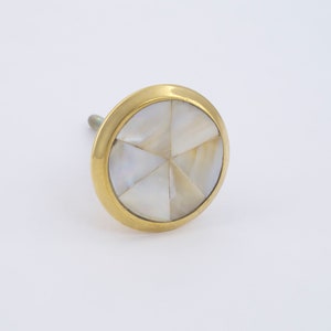 Mother of Pearl Dresser Pull Knob - Gold Drawer Knob, Beautiful Coastal Knobs and Pulls, Elegant, Unique, Mother of Pearl Alice
