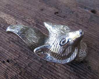 Fox Knob - Silver - Cute Cabinet Pull, Drawer Knob, Beautiful Metal Fox, Knobs and Pulls