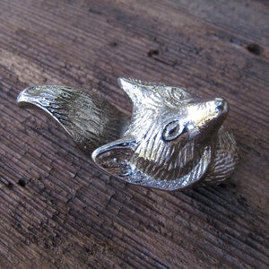 Fox Knob - Silver - Cute Cabinet Pull, Drawer Knob, Beautiful Metal Fox, Knobs and Pulls