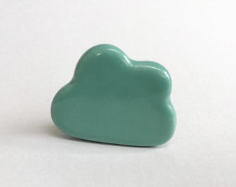 Cloud Knobs - Emerald - Fun Drawer Pull, Cute Cloud Pull Knob, Kids Dresser Pull, Knobs and Pulls, Dresser Knobs, Ceramic Knob