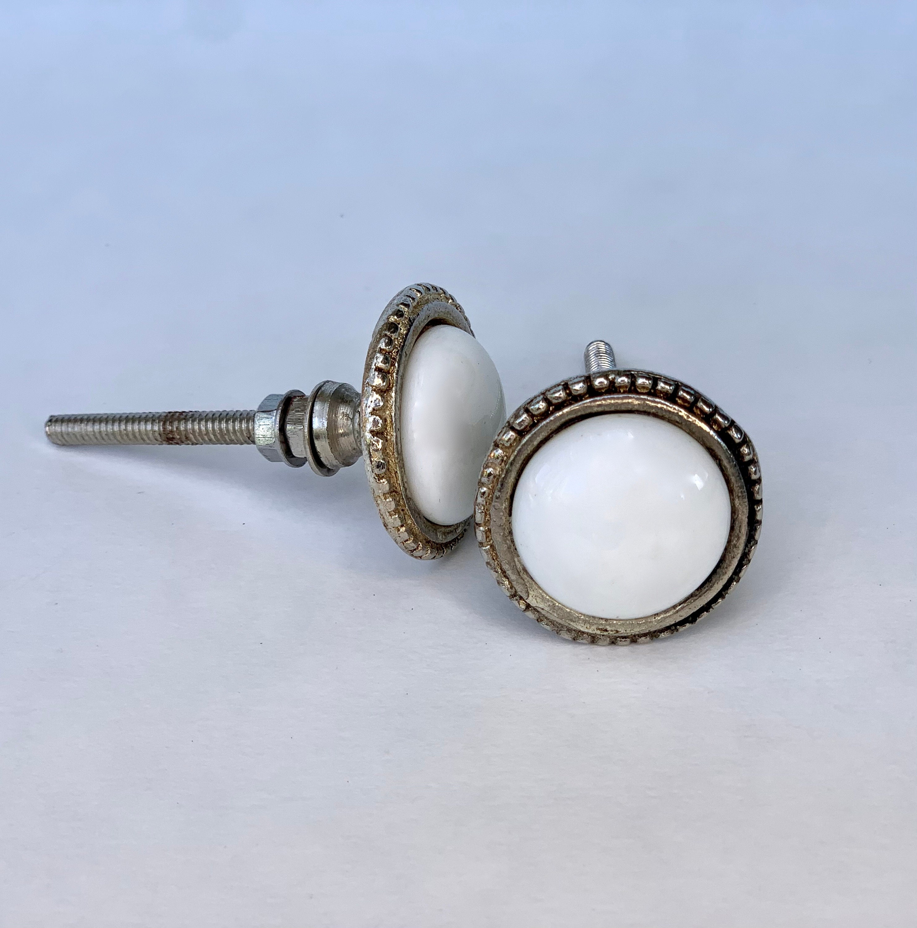 White Silver Dolores Knob Antique Silver & White Dresser Etsy UK