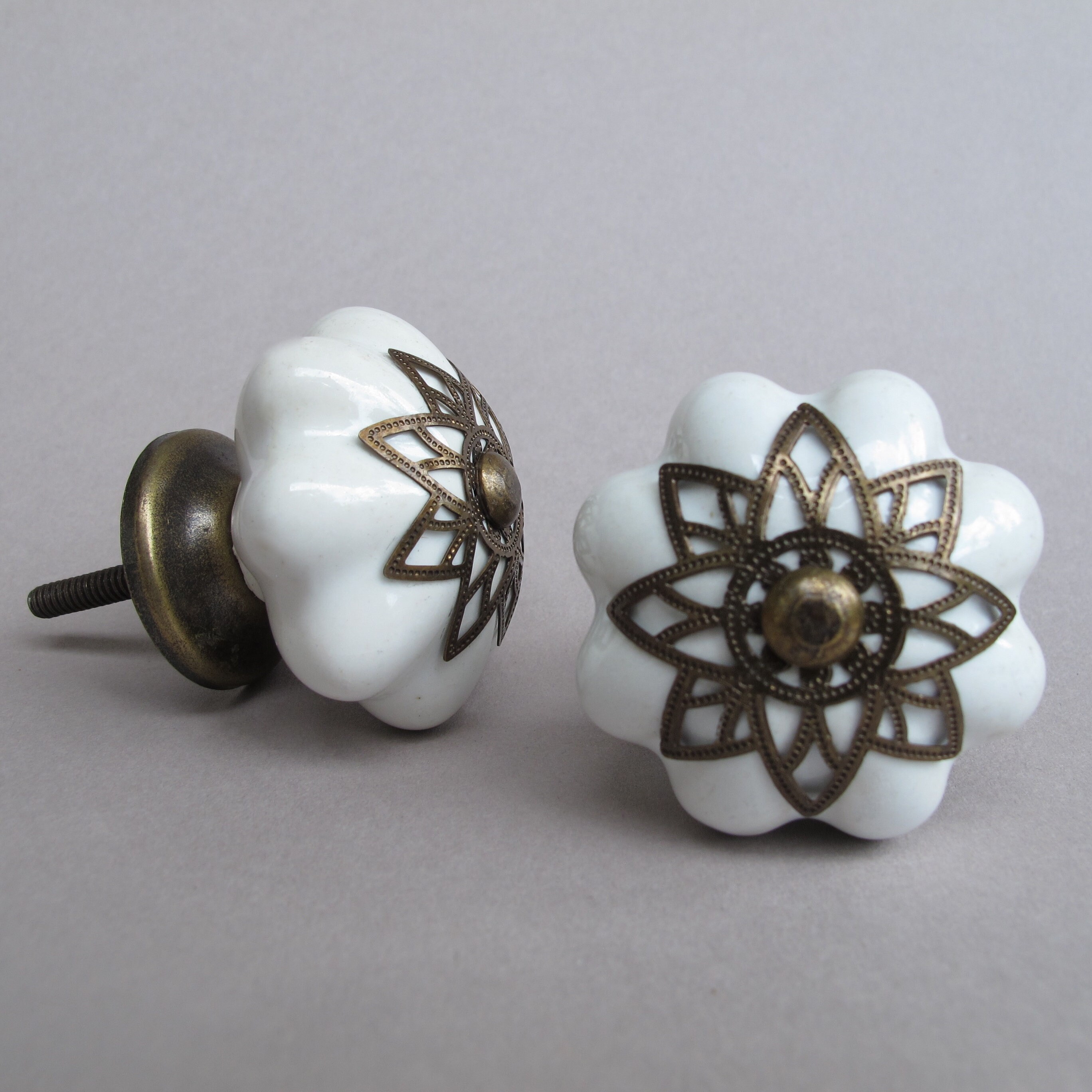 Brass Starburst Knob White Brass Drawer Pulls Drawer Etsy