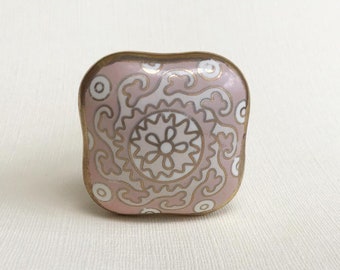 Handmade Rose Gold Ceramic Knob - Shabby Chic Floral Cabinet Pull
