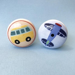 Airplane Knob - Kids Drawer Knobs and Pulls, Small Ceramic Knob, Nursery Dresser Knobs, Knobs and Pulls, Drawer Pull