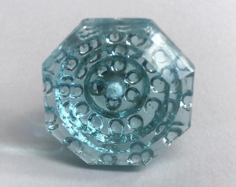 Glass Moon Drop Knob - Blue Glass Knob, Cabinet Pull, Cupboard Knob, Drawer Hardware, Knobs and Pulls, Sea Glass Blue