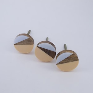 Cotton Candy Geo Knob - Round Geometric Fusion - Wooden Unique Drawer Pulls, Cabinet Knobs and Pulls, Unique, Decorative, Mother of Pearl