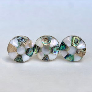 Mini Multi Mother of Pearl Dresser Pull Knob - Gold Drawer Knob, Beautiful Metal Knobs, Elegant, Unique, Decorative Cabinet Pulls