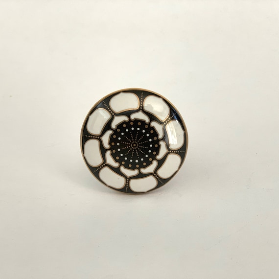 Mod Flower Black And Gold Drawer Pull Beautiful Ceramic Mod Flower Black And Gold Drawer Pull, Ceramic Cabinet Pulls Decorative