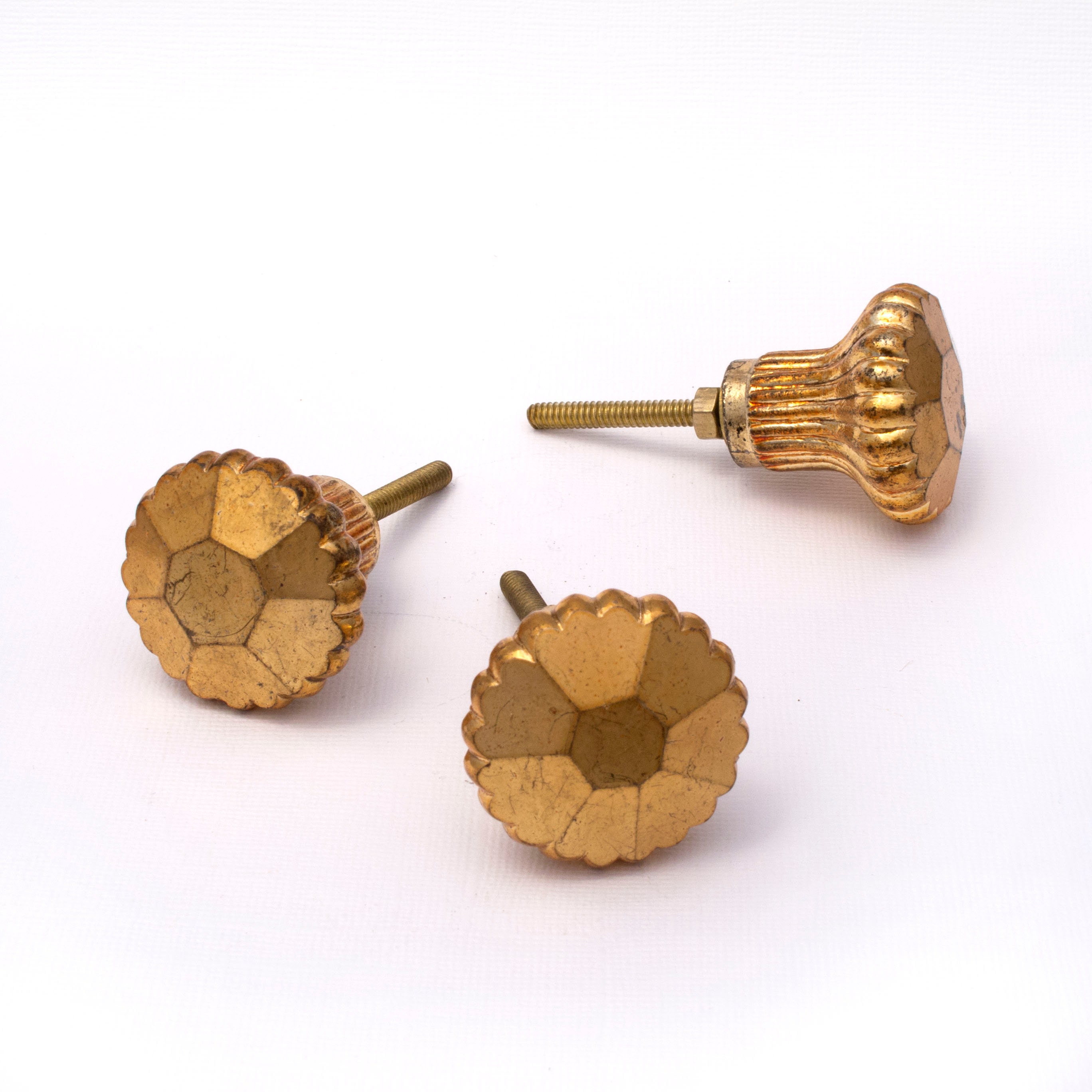 Golden Flower Knob Antique Gold Dresser Pull Knob Gold Etsy