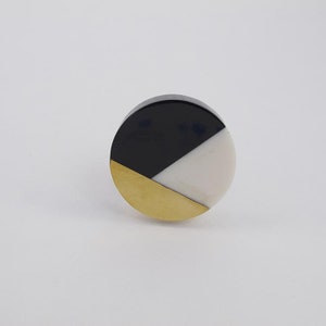 Modern Black and Gold Geo Knob - Round Geometric Fusion -  Unique Drawer Pulls, Cabinet Knobs and Pulls, Unique, Decorative, Mother of Pearl