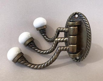 Bronze Swivel Coat Hook – Ceramic Knob Wall Mount