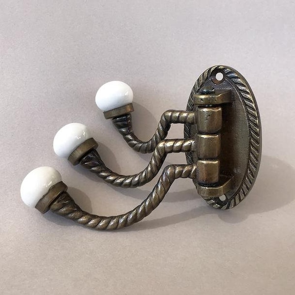 Bronze Swivel Coat Hook – Ceramic Knob Wall Mount