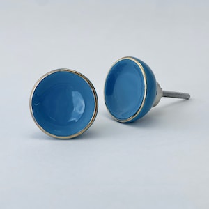 Blue Round Ceramic Knob - Unique Cabinet Pulls,  Beautiful Cupboard Knobs, Decorative Knobs, Dresser Knobs, Drawer Knobs and Pulls