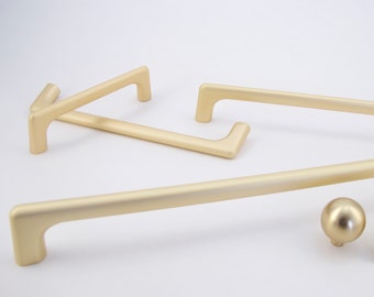 Simple Matte Gold Handles - Drawer Handles pulls, Gold Satin Finish, Cabinet  Pulls, Solid Metal,  Modern Cabinet Pull Handles