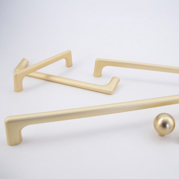 Simple Matte Gold Handles - Drawer Handles pulls, Gold Satin Finish, Cabinet  Pulls, Solid Metal,  Modern Cabinet Pull Handles
