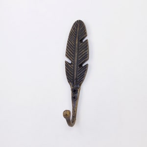 Boho Feather Hook Bronze - Wall Mount | Coat Hook Wall Mount  |  Boho Hook
