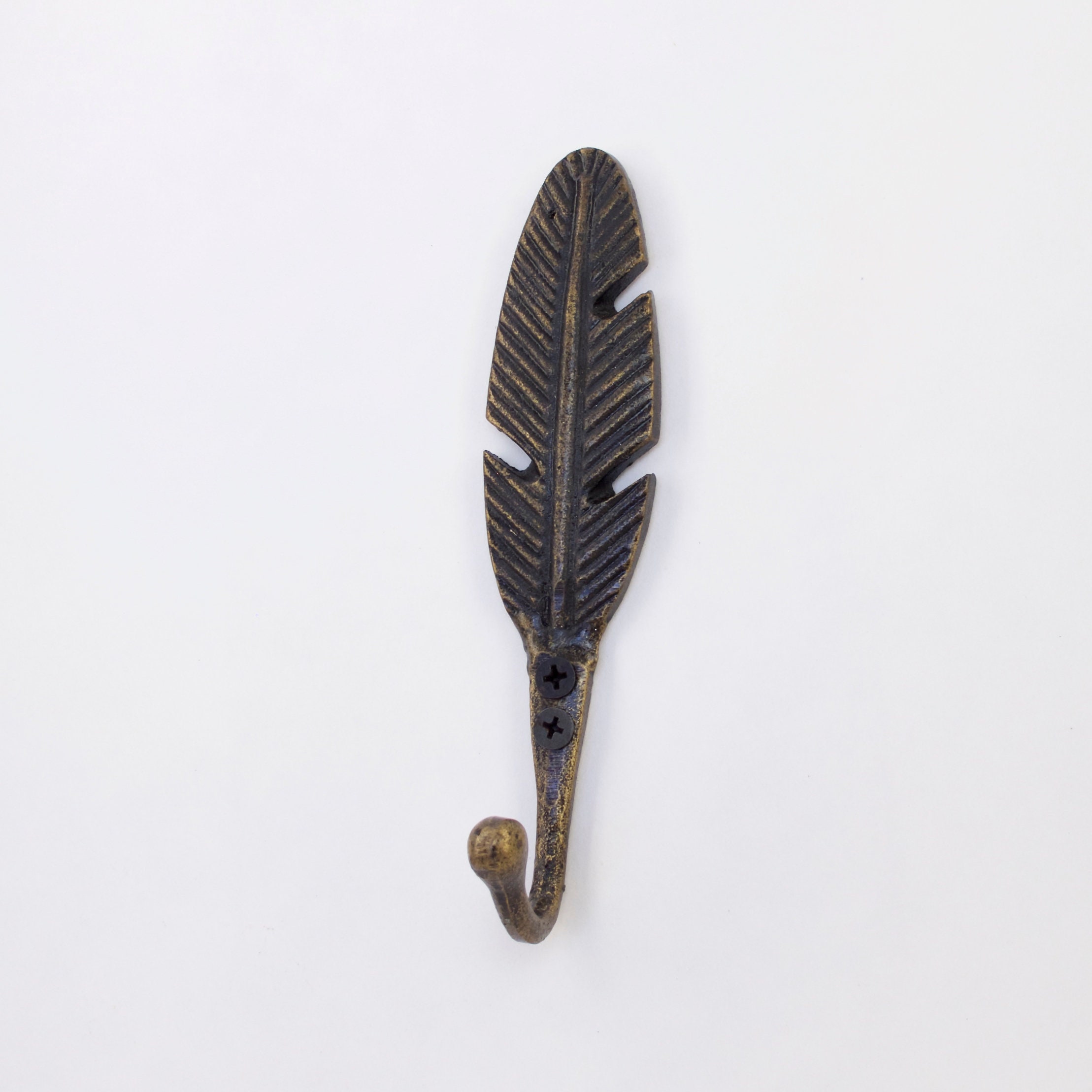 Boho Feather Hook Bronze Wall Mount Coat Hook Wall Mount Boho Hook