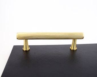 Knurled Brass Handles and T-bar - Drawer Handles pulls, Gold Finish, Cabinet  Pulls, Solid Brass Metal,  Modern