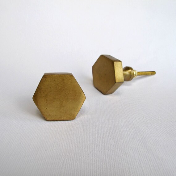 Brass Hexagon Knob Drawer Pulls Drawer Knobs Cabinet Knobs Etsy