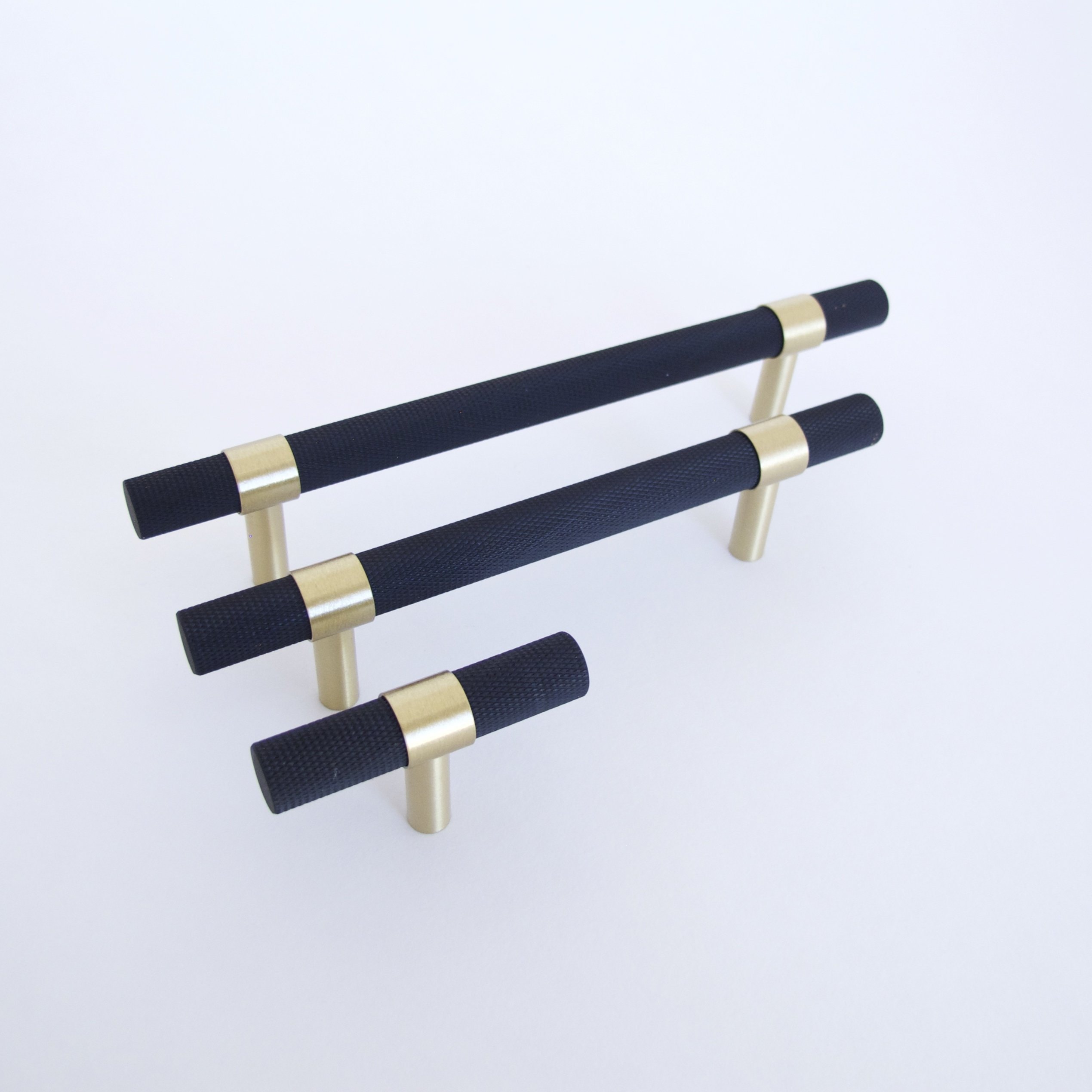 Knurled Brass Matte Black Handles Tbar Drawer Handles Etsy