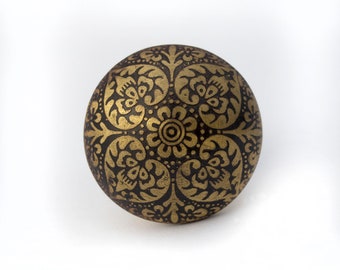 Gold Floral Dresser Knob, Decorative Brass Cabinet Pull