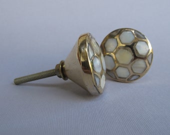 Mother of Pearl Tortoise Shell Knob - Drawer Knob, Dresser Knob, Cabinet Knobs and Pulls, Unique Decorative Pull Handles, Gold Brass