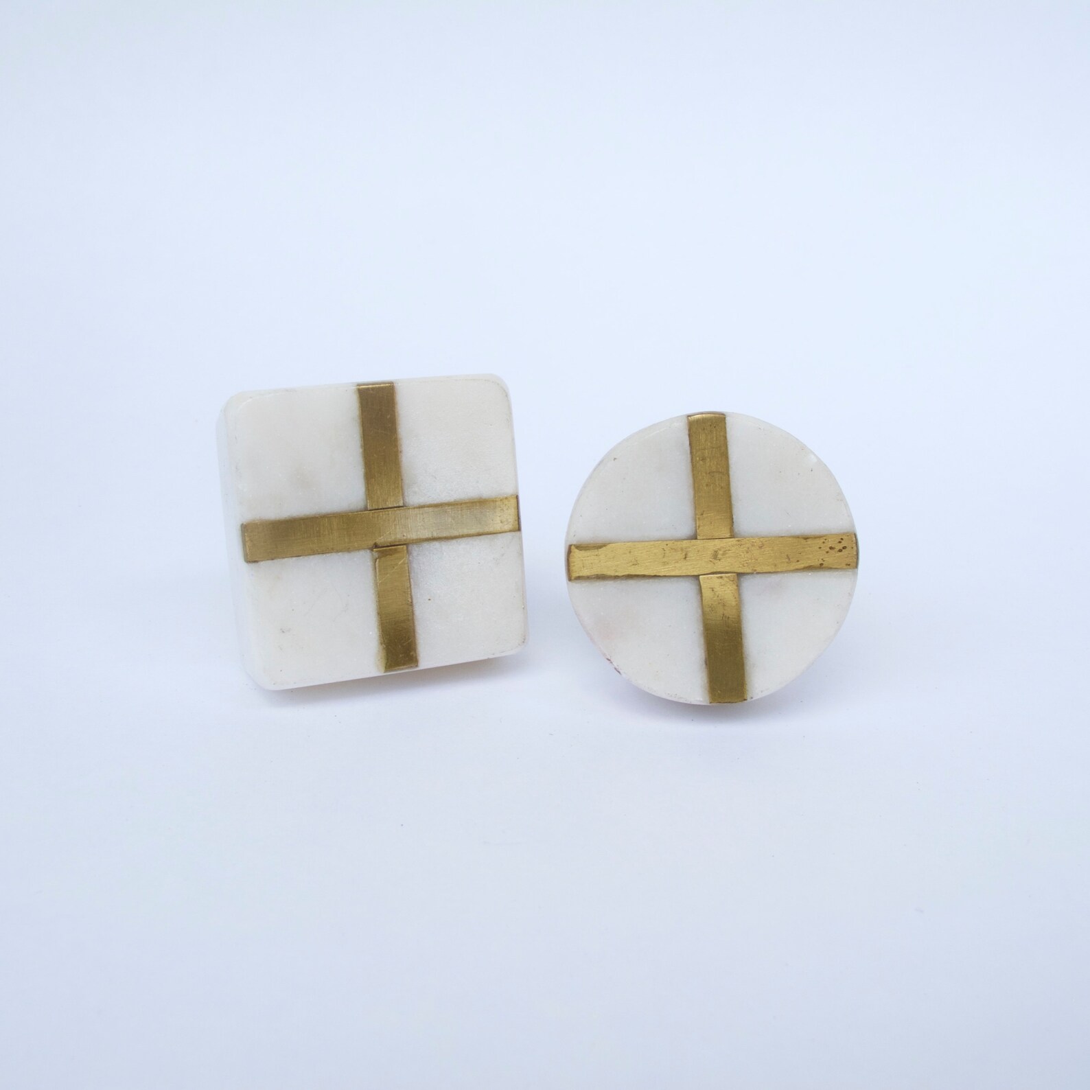 White Stone Gold Square Knob Drawer Knob Dresser Knob Etsy