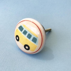 Bus Knob - Kids Drawer Knobs and Pulls, Small Ceramic Knob, Nursery Dresser Knobs, Knobs and Pulls, Drawer Pull