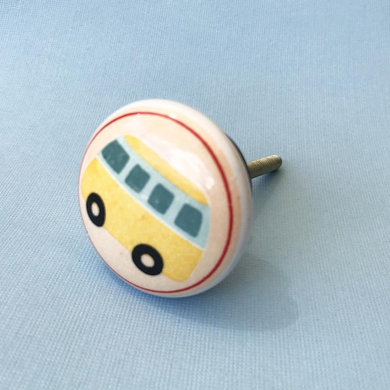 Bus Knob Kids Drawer Knobs And Pulls Small Ceramic Knob Etsy