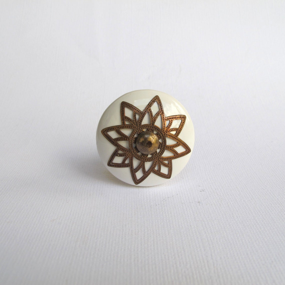 Brass Starburst Knob White Brass Drawer Pulls Drawer Etsy